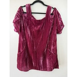 Soft Surrounding Berry Velvet Open Shoulder Tunic Size M
